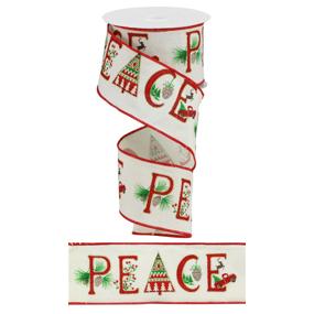 2.5"X10YD "PEACE" CHRISTMAS ON COTTON - IVORY/RED/BRN/GRN/BLK/GLD - RGA170230