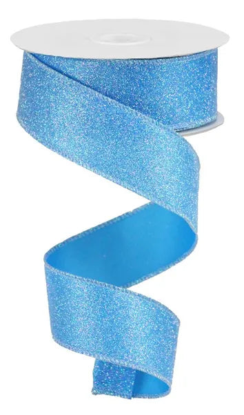 1.5"X10YD IRIDESCENT GLITTER ON SATIN-BLUE/IRIDESCENT-RGA181603