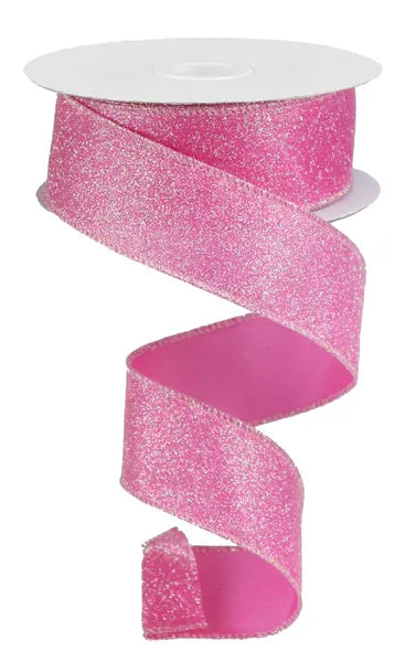 1.5"X10YD IRIDESCENT GLITTER ON SATIN-PINK/IRIDESCENT-RGA181622