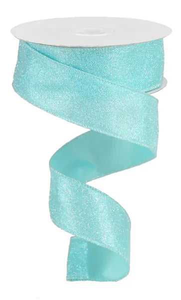 1.5"X10YD IRIDESCENT GLITTER ON SATIN-ROBIN EGG BLUE/IRIDESCENT-RGA18163F