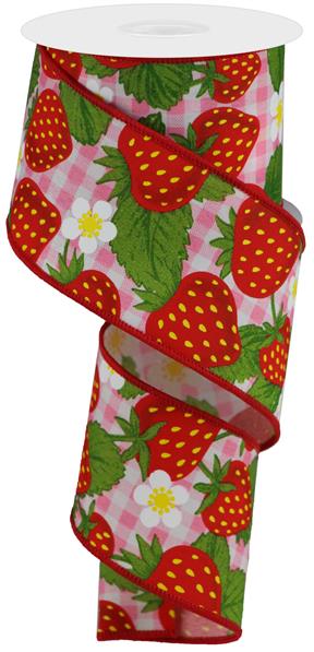 2.5"X10YD STRAWBERRIES - PINK, MULTI AND WHITE - RGA1869WT