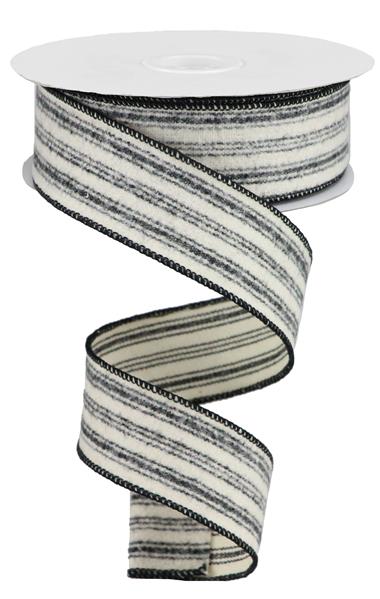 1.5"X10YD FUZZY TICKING/STRIPE - BLACK/BEIGE - RGA187802