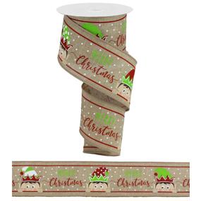 2.5"X10YD PEEKING ELF ON ROYAL - LT BEIGE/RED/GREEN - RGA19081C