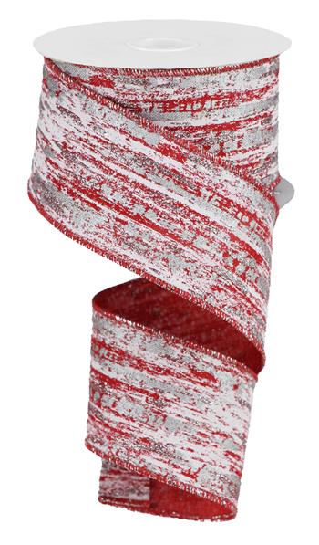 2.5"X10YD GLITTER/METALLIC STREAKS - RED/WHITE/SILVER - RGA191824