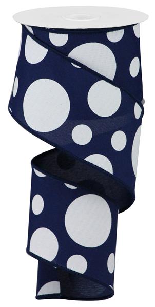 2.5"X10YD GIANT THREE SIZE DOT - NAVY BLUE AND WHITE - RGA193519