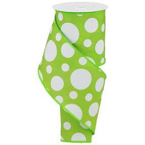 4"X10YD GIANT THREE SIZE DOTS/PG FABRIC - LIME GREEN/WHITE - RGA193633