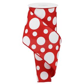 4"X10YD GIANT THREE SIZE DOTS/PG FABRIC - RED/WHITE - RGA193824