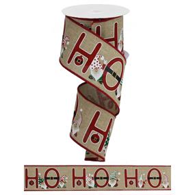 2.5"X10YD HO HO HO GNOMES ON ROYAL - LT BEIGE/RED/GREEN/GOLD - RGA196101