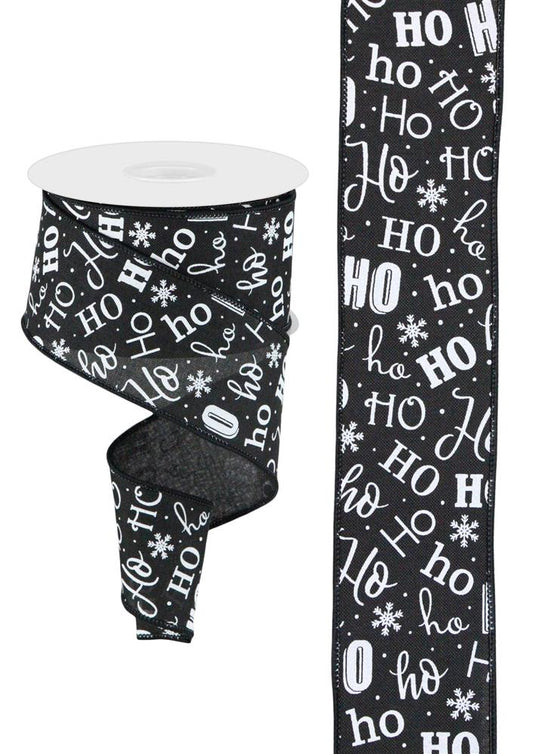 2.5"X10YD HO HO HO ON ROYAL - BLACK/WHITE - RGA196402