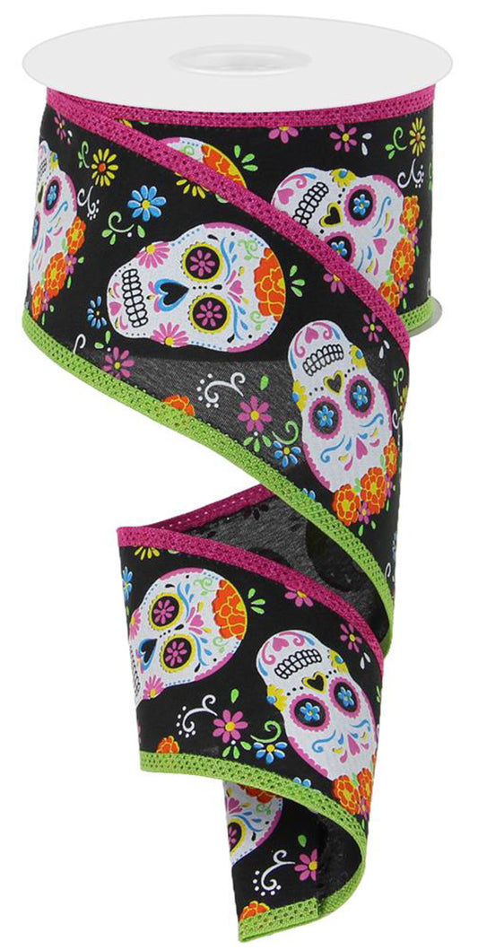 2.75"X10YD DAY OF THE DEAD ROYAL - BLACK MULTI - RGA825202