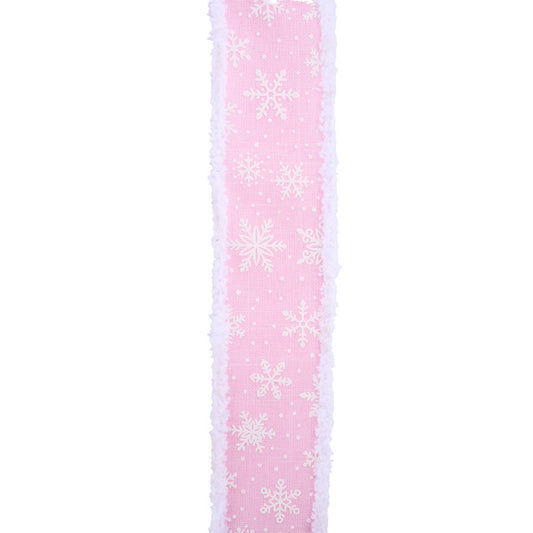 1.5"X10YD MINI SNOWFLAKE/DRIFT - LIGHT PINK/WHITE - RGA844015