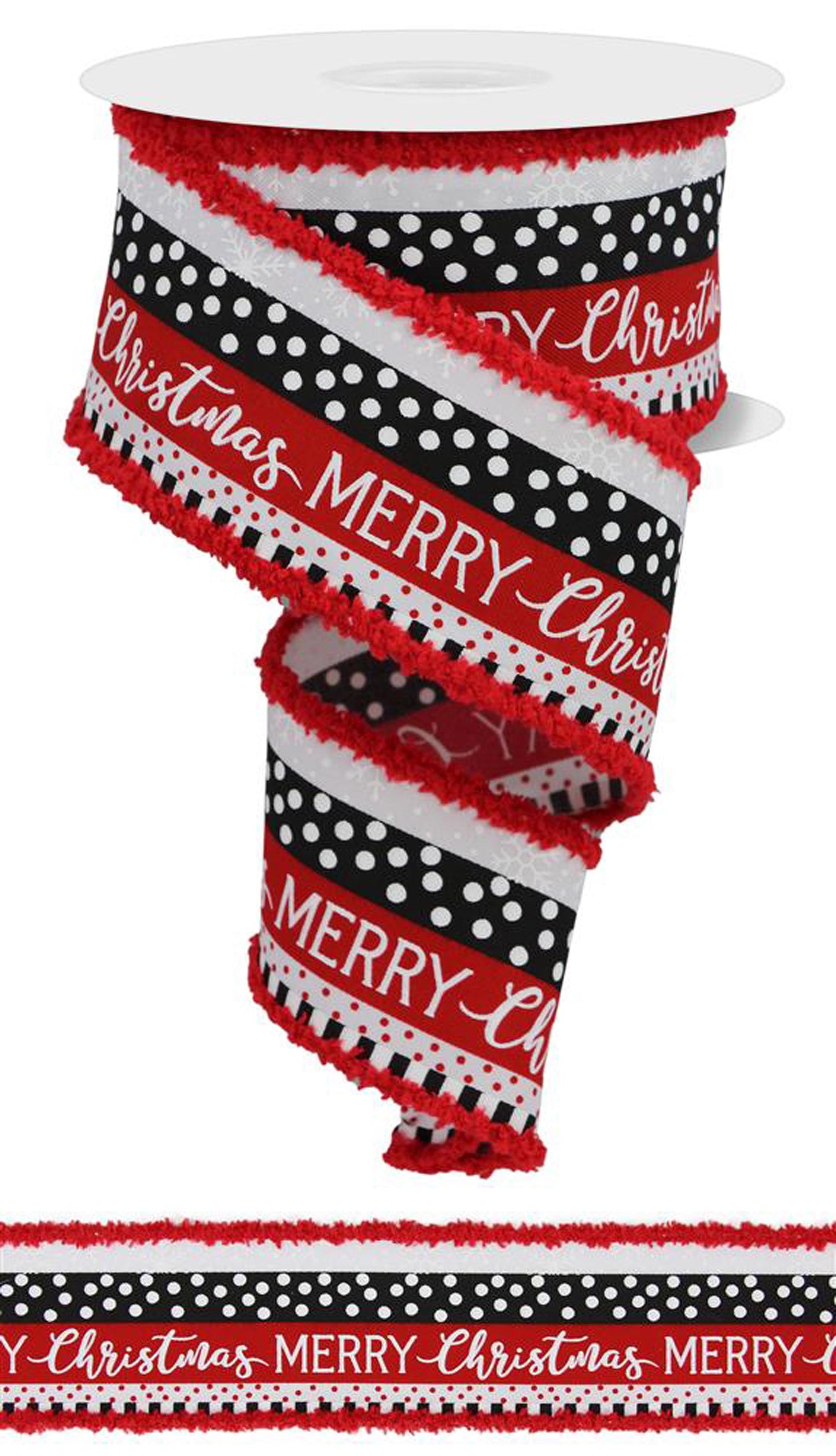 2.5"X10YD MERRY CHRISTMAS/DOTS/DRIFT - WHITE/RED/BLACK - RGA882927