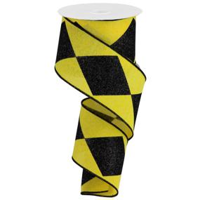 2.5"X10YD BOLD HARLEQUIN ON ROYAL - SUN YELLOW/BLACK - RGB10208N