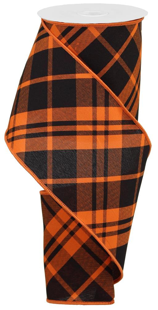 4"X10YD PRINTED DIAGONAL PLAID - ORANGE/BLACK - RGB105220