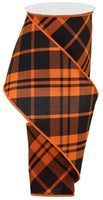 4"X10YD PRINTED DIAGONAL PLAID - ORANGE/BLACK - RGB105220