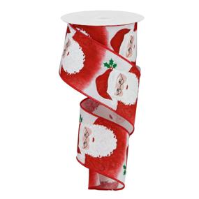 2.5"X10YD SANTA ON FAUX ROYAL - WHITE/RED/GREEN - RGB105327