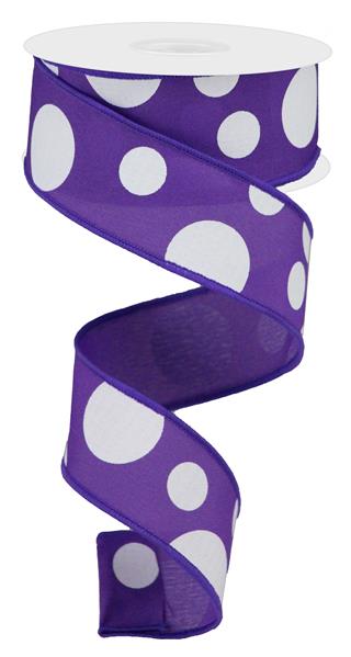 1.5"X10YD GIANT THREE SIZE DOT - PURPLE AND WHITE - RGB114723