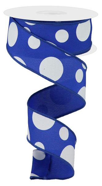 1.5"X10YD GIANT THREE SIZE DOT - ROYAL BLUE AND WHITE - RGB114725