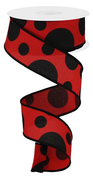 1.5"X10YD GIANT THREE SIZE DOT - RED AND BLACK - RGB115124