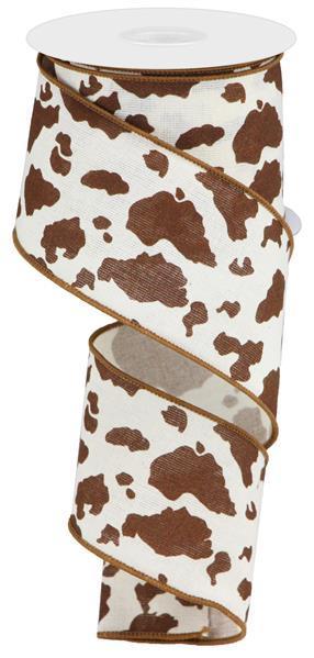 2.5"X10YD BROWN AND CREAM COW PRINT ON COTTON - RGB138004