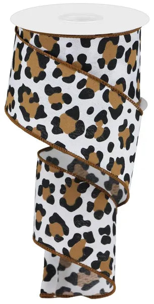 2.5"X10YD LEOPARD PRINT/FAUX RYL-WHITE/BLACK/BROWN-RGB139504