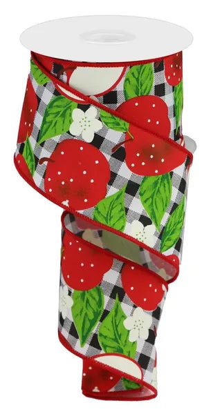 2.5"X10YD APPLES W/CHECK-WHITE/RED/BLACK-RGC1104X6