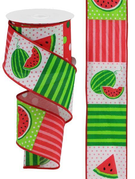 2.5"X10YD WATERMELON BLOCK/FAUX ROYAL - RGC1142WT