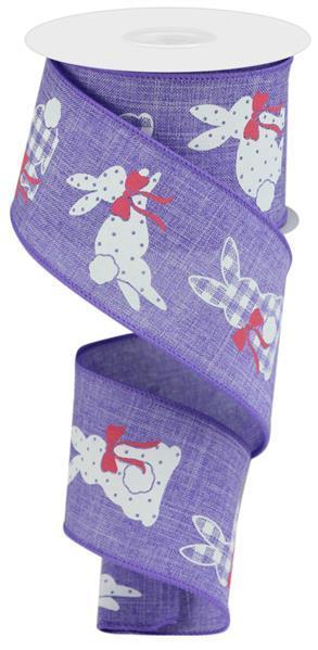 2.5"X10YD PATTERNED BUNNIES ON PURPLE ROYAL - RGC123513