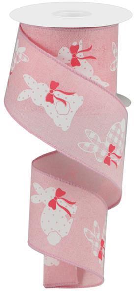 2.5"X10YD PATTERNED BUNNIES ON PINK ROYAL - RGC123515