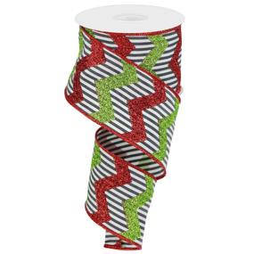 2.5"X10YD GLITTER CHEVRON VERTICAL STRIPE - BLACK, WHITE, RED, LIME - RGC1238A4