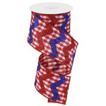 2.5"X10YD GLITTER CHEVRON GINGHAM CHECK - RED WHITE BLUE - RGC124024