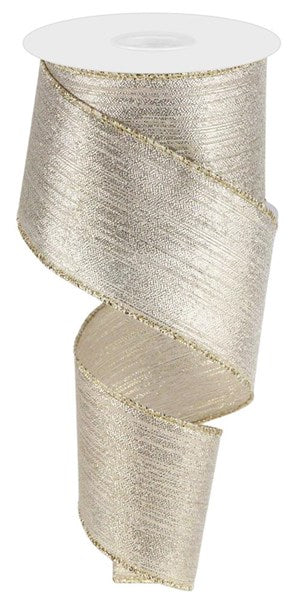 2.5" x 10yd Vertical Metallic Stripe - Champagne - RGC1294P5