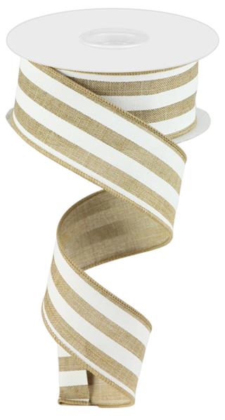 1.5"X10YD VERTICAL STRIPE - LT BEIGE/WHITE - RGC156201