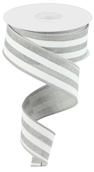 1.5" x 10yd Vertical Stripe - Light Grey and White - RGC156210