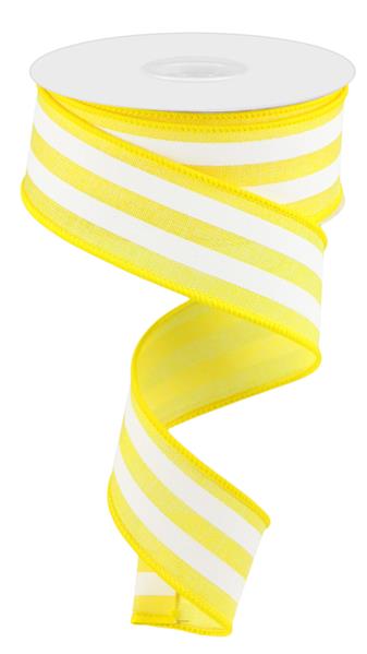 1.5"X10YD VERTICAL STRIPE RIBBON - YELLOW WHITE - RGC156229