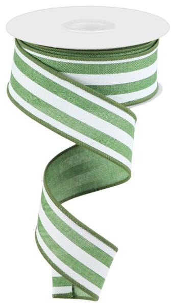 1.5" x 10yd Vertical Stripe - Clover and White - RGC1562AM