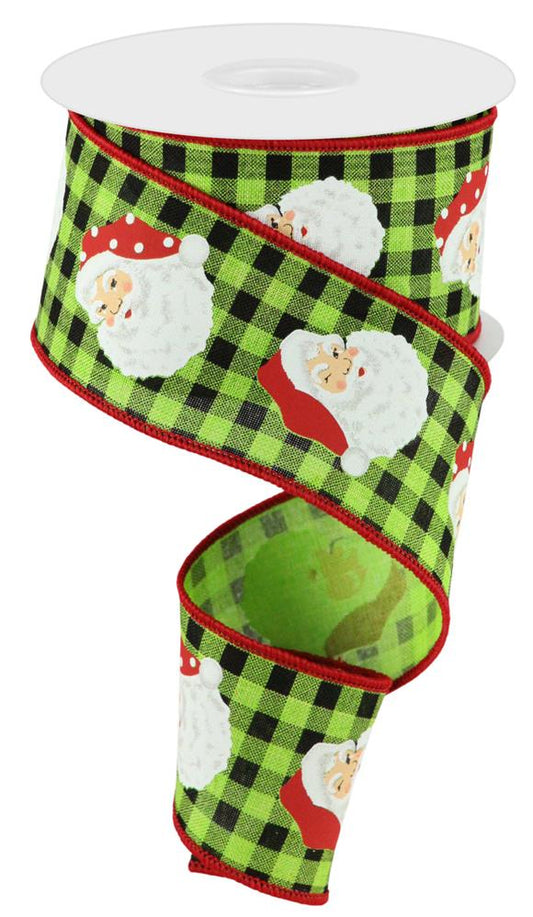 2.5"X10YD VERTICAL SANTA HEADS/CHECK - LIME/MULTI - RGC1652E9