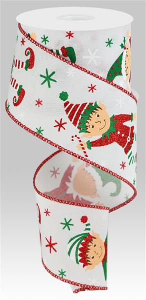 2.5"X10YD ELVES ON FAUX ROYAL - WHT/RED/BGE/BLK/BRN/GRN - RGC176127