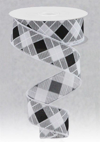 1.5" x 10yd Diagonal Check - Black and White - RGC196527