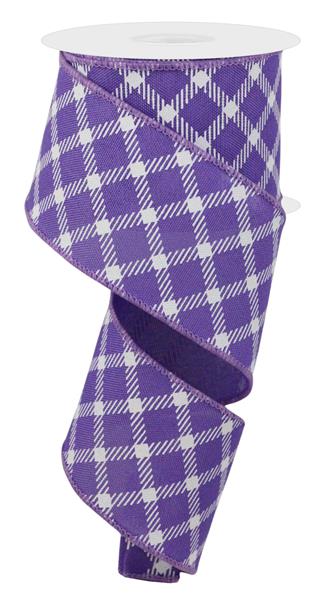 2.5"X10YD DIAMND CHECK/FAUX ROYAL BURLAP - DARK LAVENDER/WHITE - RGE1611WF