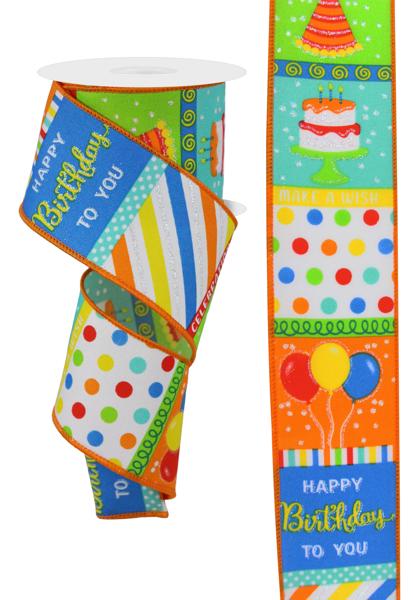 2.5" x 10yd Birthday Blocks ribbon