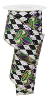 2.5" x 10yd Fleur De Lis Harlequin