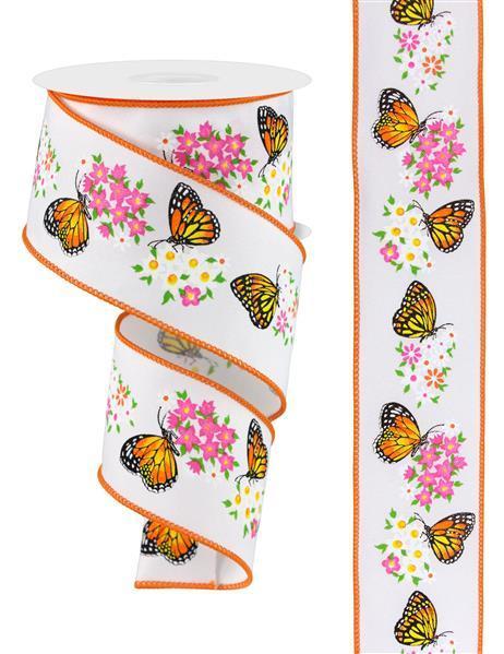 2.5"X10YD BUTTERFLY WITH FLOWERS - RGE174927