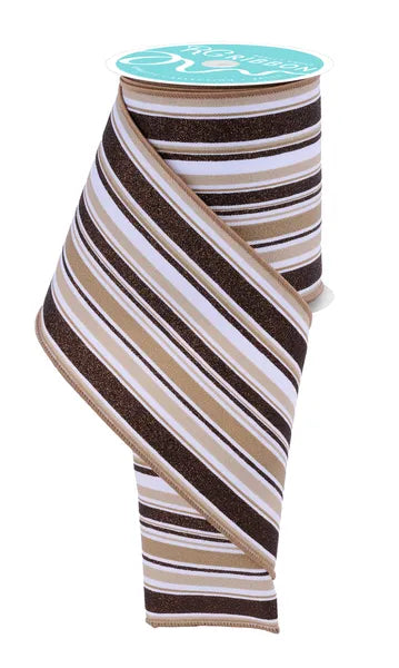 4"X10YD VERTICAL STRIPE-WHITE/LIGHT BROWN/BROWN-RGE182304