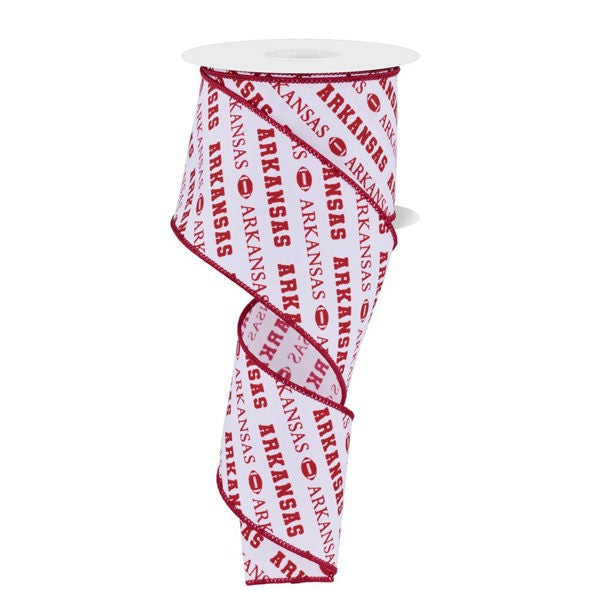 2.5"X10YD ARKANSAS DIAGONAL PATTERN - WHITE/CRIMSON - RGF1113