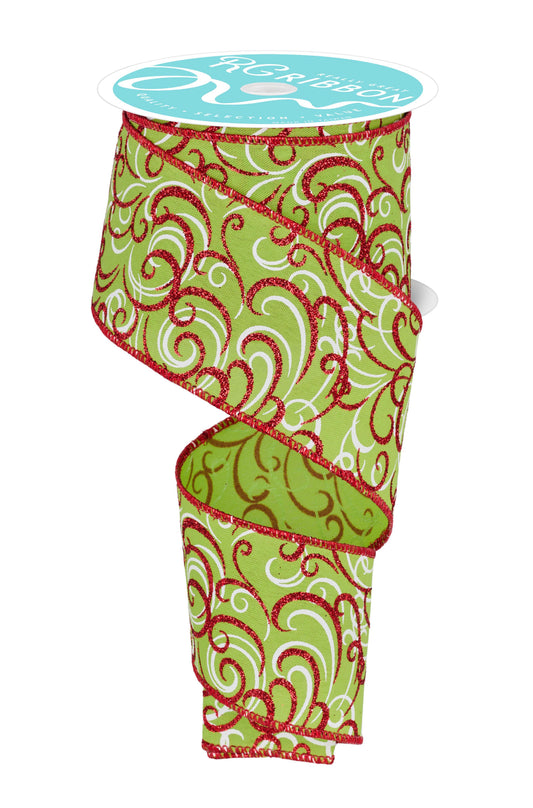 2.5"X10YD MULTI SWIRLS - LIME/RED/WHITE - RGF1323W1