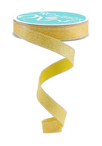 5/8"X10YD IRIDESCENT GLITTER ON SATIN-YELLOW/IRIDESCENT-RGF147829