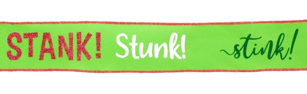 2.5"X10YD STINK STANK STUNK VELVET RIBBON - LIME/RED/WHITE/EMERALD - RGF148033