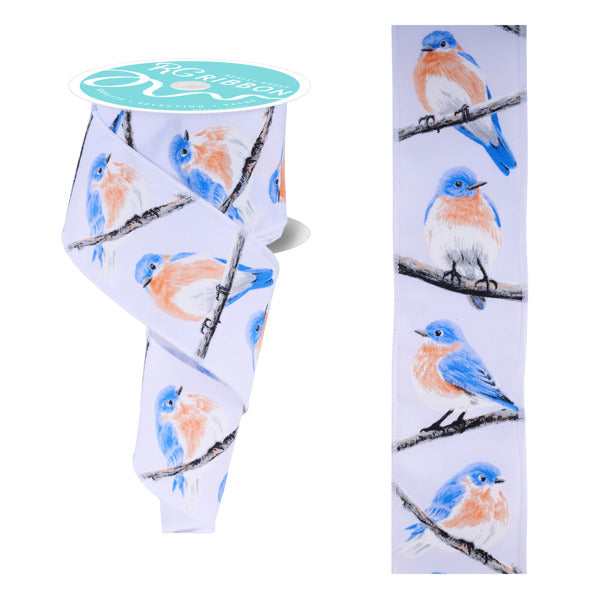 2.5"X10YD CHUBBY BIRDS - WHITE/BLUE/ORNG/GREY/BLK - RGF1571RW