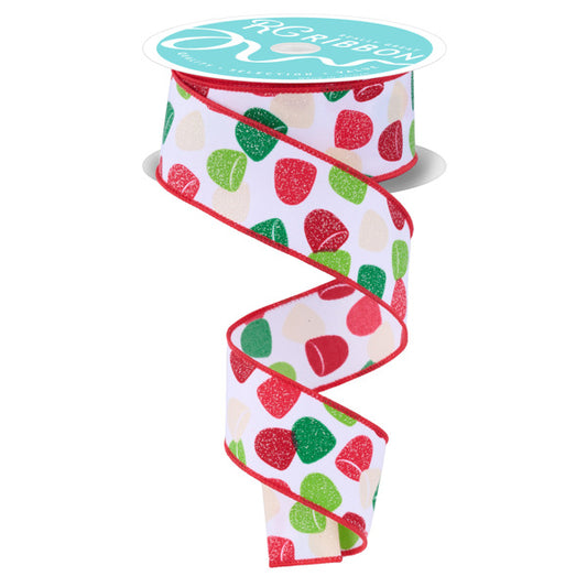 1.5"X10YD GUMDROPS - WHT/RED/GREEN/CREAM - RGF1630HF